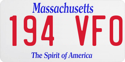 MA license plate 194VF0