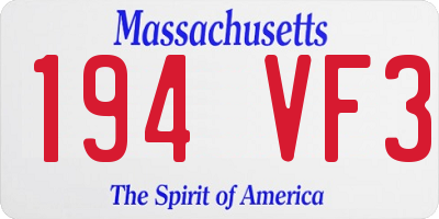 MA license plate 194VF3
