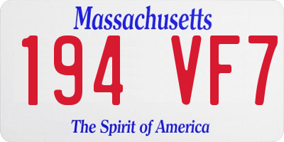 MA license plate 194VF7