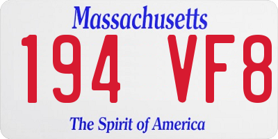 MA license plate 194VF8