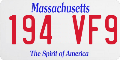 MA license plate 194VF9