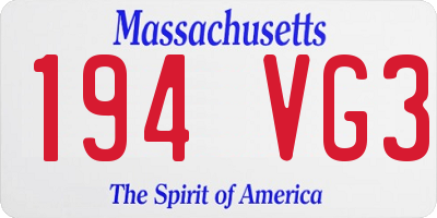 MA license plate 194VG3