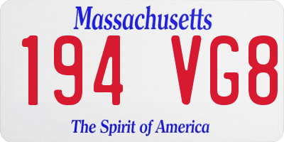 MA license plate 194VG8