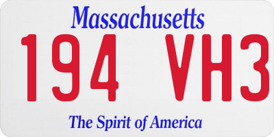 MA license plate 194VH3