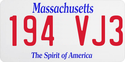 MA license plate 194VJ3