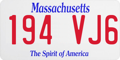 MA license plate 194VJ6