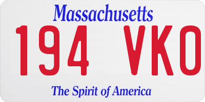 MA license plate 194VK0