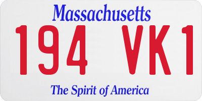 MA license plate 194VK1