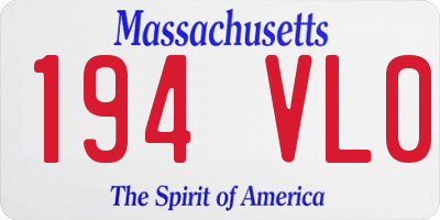 MA license plate 194VL0