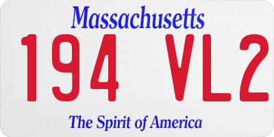 MA license plate 194VL2