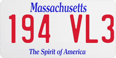 MA license plate 194VL3