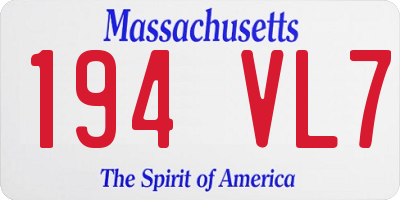 MA license plate 194VL7