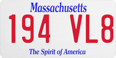 MA license plate 194VL8