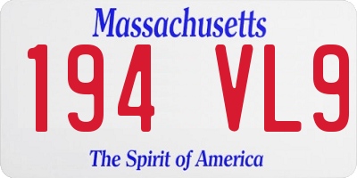 MA license plate 194VL9