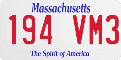 MA license plate 194VM3