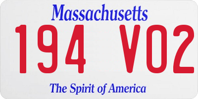 MA license plate 194VO2