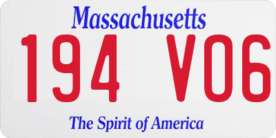 MA license plate 194VO6