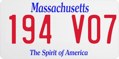 MA license plate 194VO7