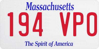 MA license plate 194VP0