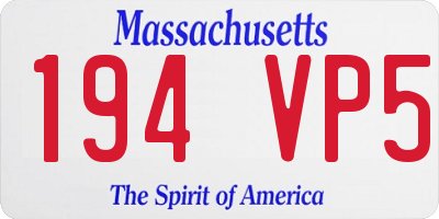 MA license plate 194VP5