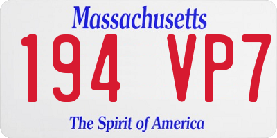 MA license plate 194VP7
