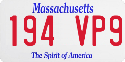 MA license plate 194VP9