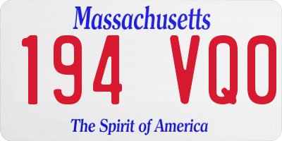 MA license plate 194VQ0