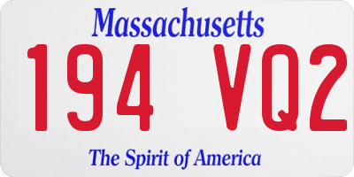 MA license plate 194VQ2