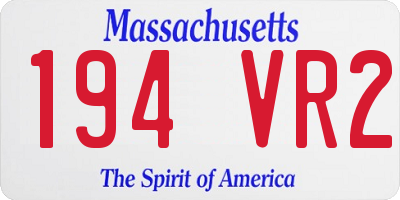 MA license plate 194VR2