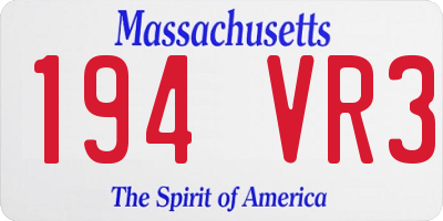 MA license plate 194VR3