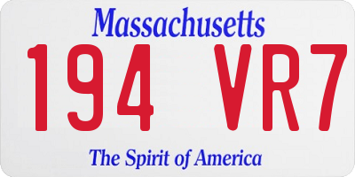 MA license plate 194VR7