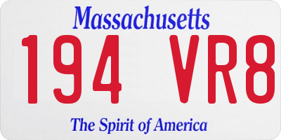 MA license plate 194VR8