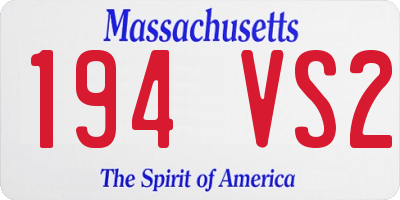 MA license plate 194VS2