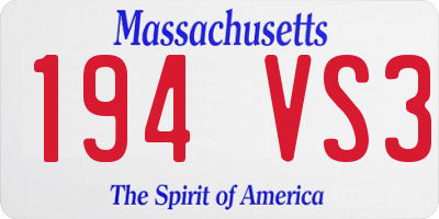 MA license plate 194VS3