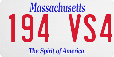MA license plate 194VS4