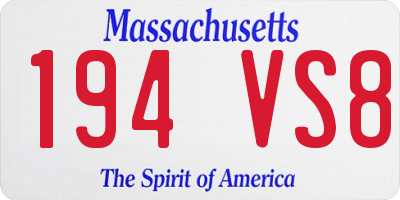 MA license plate 194VS8