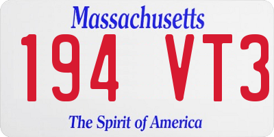 MA license plate 194VT3