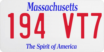 MA license plate 194VT7