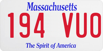 MA license plate 194VU0
