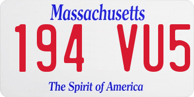 MA license plate 194VU5