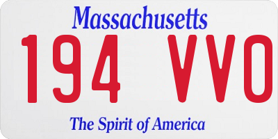 MA license plate 194VV0