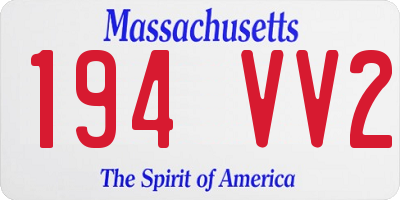 MA license plate 194VV2