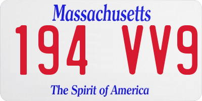 MA license plate 194VV9
