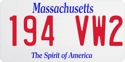 MA license plate 194VW2