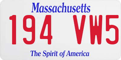 MA license plate 194VW5