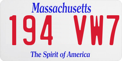 MA license plate 194VW7
