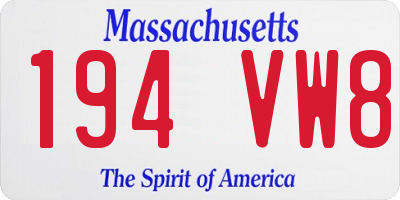 MA license plate 194VW8