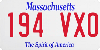 MA license plate 194VX0