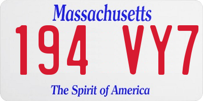MA license plate 194VY7
