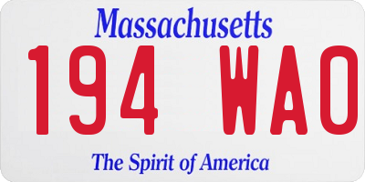 MA license plate 194WA0